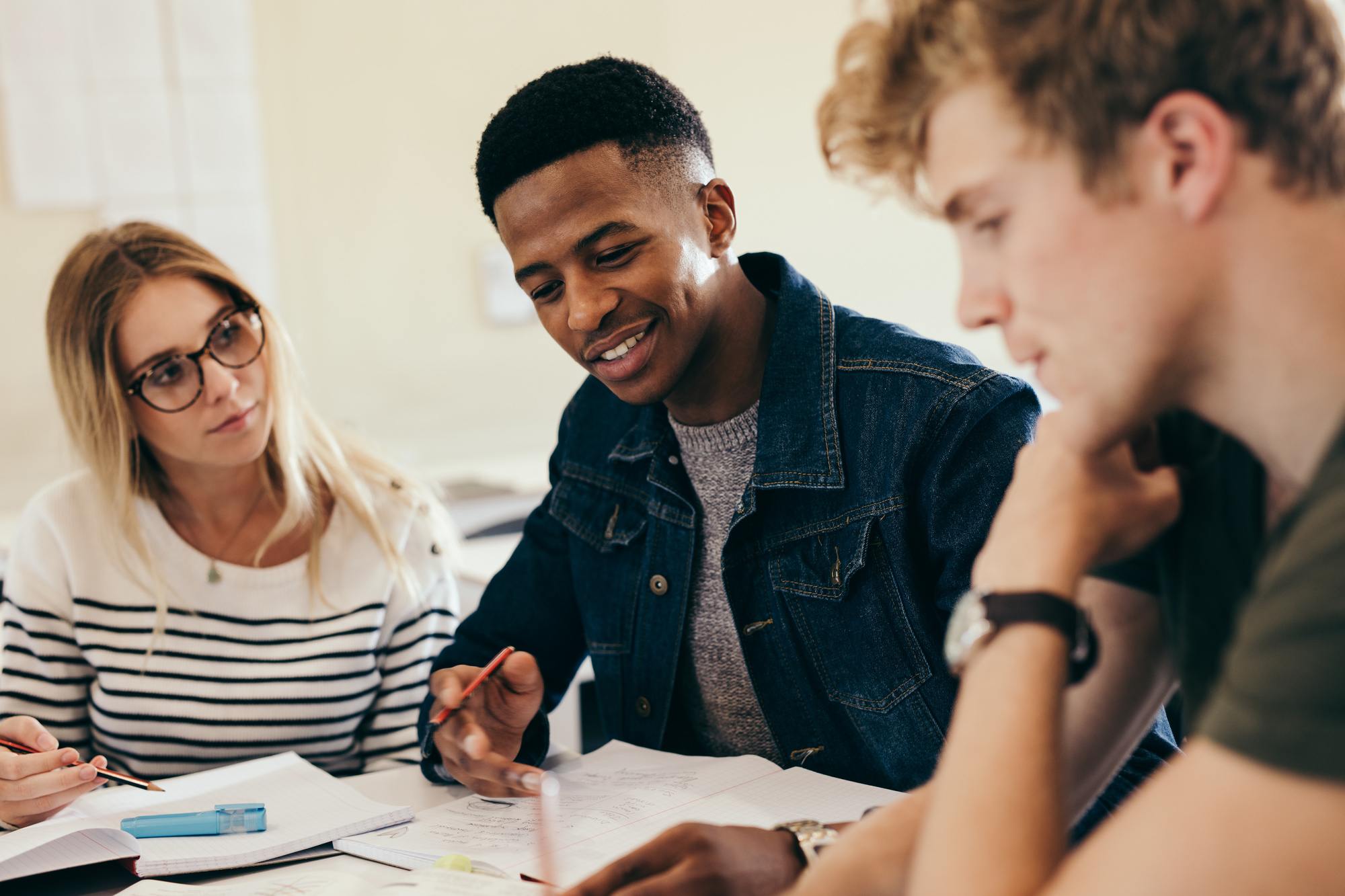 Students studying together.